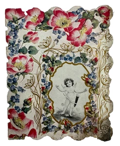 Antique Victorian Embossed Valentine Card Love's Sweet Bonds Cherub 1900s - Picture 1 of 5