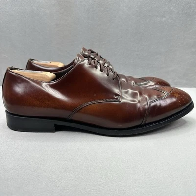 PRADA 2E1608 мужской размер 12 (Великобритания 11) Оксфорд коричневый полированная кожа туфли - Изображение 1 из 4