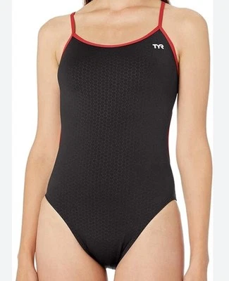 Traje de baño de una pieza TYR rojo y negro Durafast Elite Trinity Fit para mujer talla 40 Foto 1 de 4
