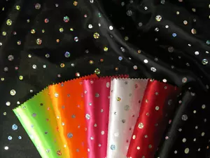 HOLOGRAM SEQUIN SATIN FABRIC - 100% POLYESTER - WIDTH 150 CM - SALE ITEM - Picture 1 of 25