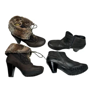 Lot Of 2- MARC COLLECTION WOMEN SZ 37 LEATHER FUR SHOES SOFT WALK ZIP UP & LACE - Picture 1 of 22