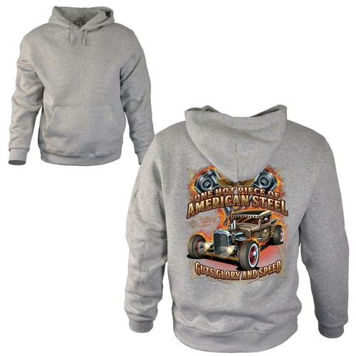 SACAI Felpa Hot Rod d'epoca felpa con cappuccio auto americana felpa con cappuccio *1160X cenere