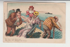 Meer, Seefahrt, Reise, Humor, Zahl dem Meeresgott Tribut, Litho, 1900 - Bild 1 von 2