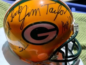 Jim Taylor "HOF 76" Mini Casco Autografato JSA COA - Foto 1 di 3