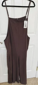 Jumpsuit YESNO Wide Leg Cropped Bib Pockets Cotton/Linen Blend Sz 2XL NWT - Picture 1 of 7