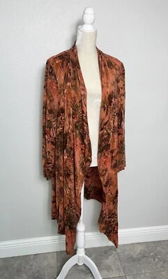 Cárdigan Kimono Tianello De Colección Floral Manga Larga Alto Bajo Longline Plumero Óxido S Foto 1 de 4