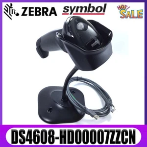Zebra Symbol DS4608-HD00007ZZCN 2D Imager Barcode Scanner W/ USB Cable and Stand - Picture 1 of 11