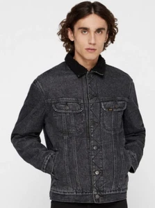 Lee jacket mens Rider sherpa denim 'Black' FACTORY SECONDS L232 - Picture 1 of 6