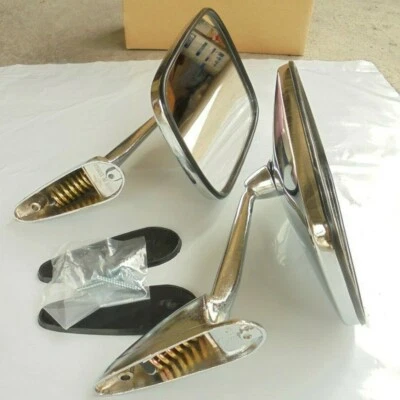 Peugeot 504 Saloon Cabriolet Coupé Pickup Black Chrome Fender Mirror Square x2 - Image 1 of 4