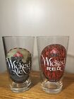 TWO VINTAGE WICKED ALE GLASS AMBER RED & BROWN ALE PETER’S MINT