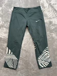 Nike Running Cropped leggings womens Large green athletic 855609-372 Dri Fit - Picture 1 of 13