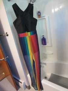 NWT women's sleeveless wide leg jumpsuit Fashion Nova Size M black/multi-color - Picture 1 of 13