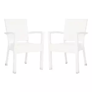 Safavieh Kelda Wicker / Rattan Outdoor Arm Chairs in White (Set of 2) - Picture 1 of 8