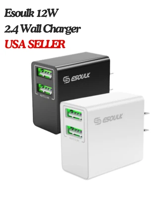Esoulk 黑白双 2.4 USB 壁式充电器 12w — 第 1/4 张图片