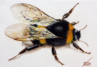 Bumblebee Acrylic Painting IMPRESSIONISM Collectible ORIGINAL Signed Art - Image 1 of 4