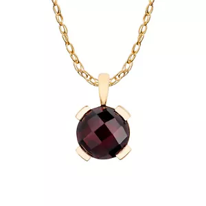 Collar colgante granate redondo genuino de oro amarillo de 10 K - Imagen 1 de 5