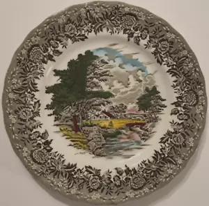 W.H. GRINDLEY Staffordshire Landhausstil graviert Vintage 70er Speiseteller 10" - Bild 1 von 3