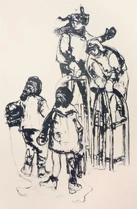 SPORT - Schlittenfahren - Heinz Olbrich - Lithographie 1966 - Picture 1 of 2