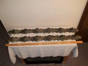 Vtg Set Of 2 Cast Metal Bathroom Vanity Wall Light Strip Fixtures Antique Brass - Picture 1 of 12