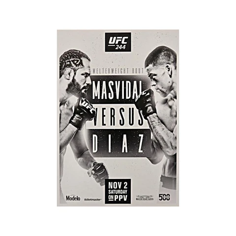 UFC 244: Masvidal vs Diaz Replica Event Poster on 18"x26" Stretched Canvas Cover