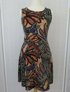 H&M Dress Size 6 Brown Tribal Print Jersey Skater Open Back Detail Flawed - Picture 1 of 11
