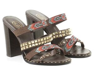 ASH beaded and studded made in Italy western style sandal heels size 37 NEW