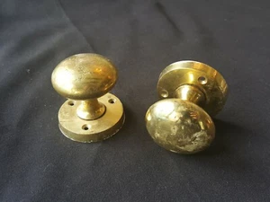 Paar gebrauchte antike Messing Retro Türklinken Griffe Möbel (EB147) - Bild 1 von 6