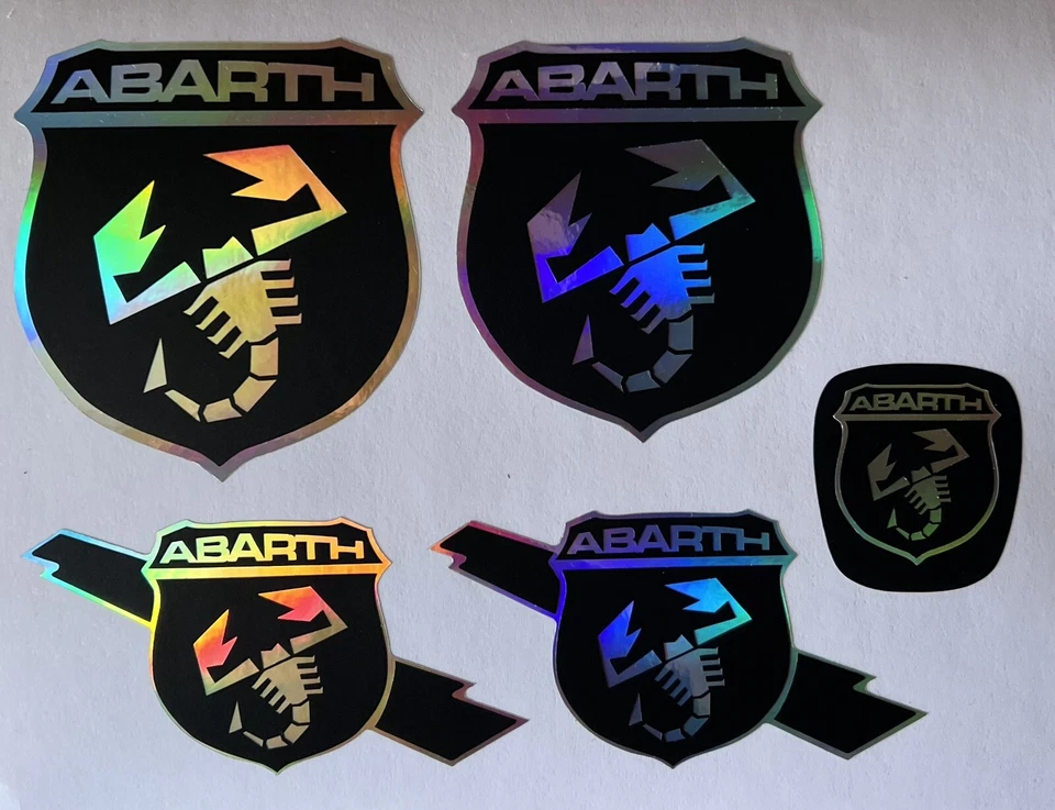 Kit loghi adesivi 500/595 Abarth COPRILOGHI NERO/OLOGRAFICO - Imagen 1 de 1