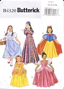 Dorothy, Mulan, Snow White, Belle, Cinderella Costumes Butterick Pattern B4320 - Picture 1 of 2