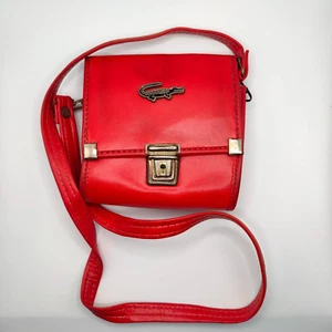 VINTAGE 1970S WOMENS HANDBAG SHOULDER BAG RED FAUX LEATHER VTG - Picture 1 of 8