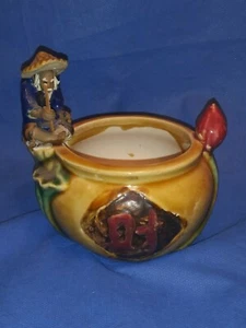 Chinese Majolica Mud Man Fisherman's Fortune Bowl - Picture 1 of 5