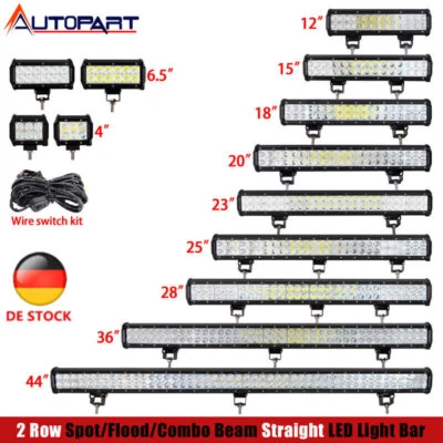 4~44 Pouces Barre LED Phare de Travail 12V 24V Combo 2 Rangées Offroad SUV Lampe - Photo 1/4