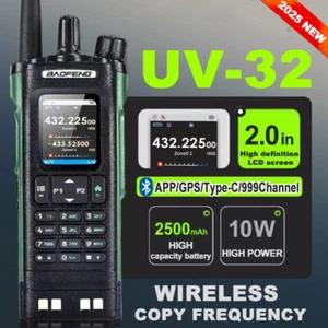 Do Baofeng BF-UV32 GPS Walkie Talkie 10W Multi Band APP Bezprzewodowa częstotliwość kopiowania - Zdjęcie 1 z 31
