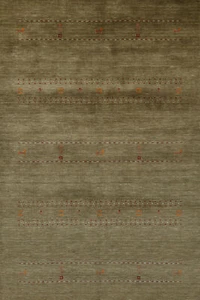 Alfombra Gabbeh tradicional verde alfombra de lana anudada a mano 5x8 pies - Imagen 1 de 19