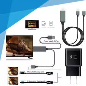 1080P HDMI Mirroring AV Cable Phone to TV HDTV Adapter For iPhone iPad Android - Picture 1 of 13