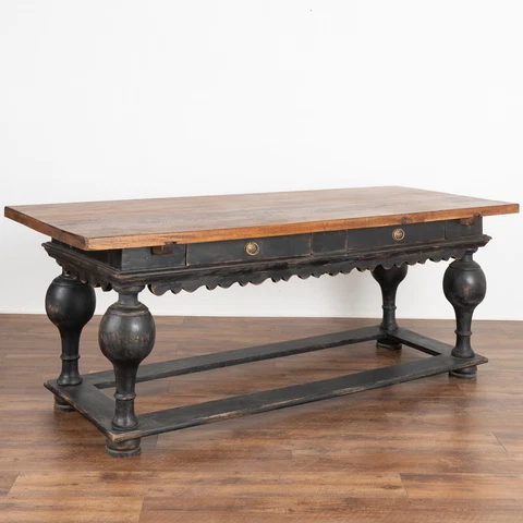Black Oak Library Refectory Table, Denmark circa 1840-60 Cover
