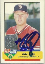 1994 St Petersburg Cardinals MIKE BUSBY Signed Card autograph LOMITA, CA