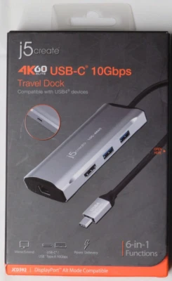 j5create USB C Hub - 4K 60Hz HDMI, 2 USB-A 10Gbps, USB-C 10Gbps, JCD392 - Image 1 of 4