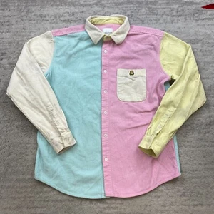 Teddy Fresh Colorblock Corduroy Shirt Medium Pink Blue Bear Outdoors Preppy Mens - Picture 1 of 19