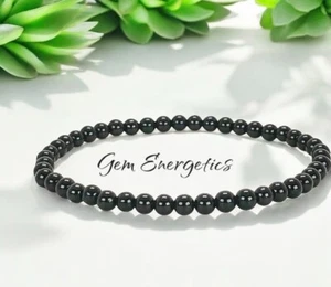 Black Tourmaline Bracelet Bead Crystal Bracelet Protection Healing Bracelet 4mm - Picture 1 of 1