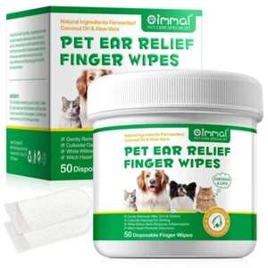 Oimmal Pet Ear Finger Wipes - Easy Ear Cleaning for Dogs & Cats - 50 - Picture 1 of 10