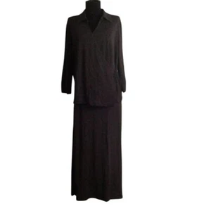 J. Jill L LP Womens Petite Wrap Top Skirt Set Rayon Polyester Gray Paisley Maxi - Picture 1 of 9