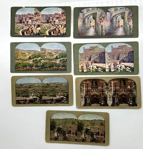 Vintage colorierte Stereo Ansichtskarten von Jerusalem Heiliges Land Palästina - Posten von 7 - Bild 1 von 4