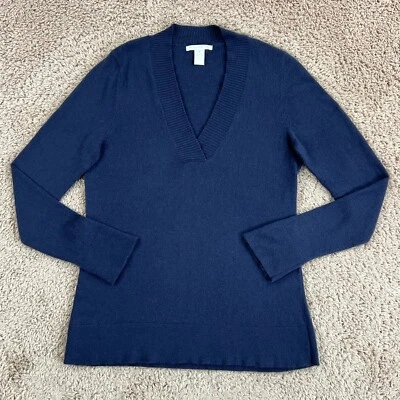 Suéter Pullover Mujer Sarah Spencer Azul Marino Angora Mezcla Lana Tejido Cuello en V M Foto 1 de 4