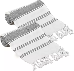 GLAMBURG Peshtemal Turkish Towel - Beach Towels Oversized 36X71 Set of 2 - Picture 1 of 12