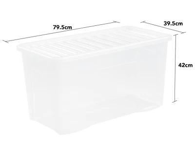 Extra Large Plastic Storage Box With Lids 110l Rectangular Transparent Container - Image 1 of 4