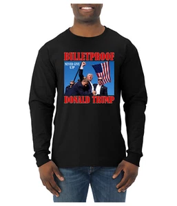 Camisa de manga larga a prueba de balas Never Give Up Donald Trump 2024 Election para hombre - Imagen 1 de 11