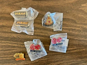 VTG Lot x6 Casino Las Vegas Laughlin Excalibur Circus Circus Promo Pinbacks  - Picture 1 of 2