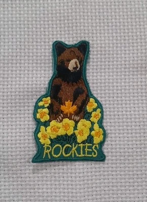 Vintage Rockies Patch Brown Bear Badge Canadian Rockies Grizzly Bear Patch - Image 1 of 3