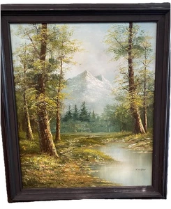Vintage G. Whitman Original Signed Landscape Oil Painting Framed 25x29 - Picture 1 of 4